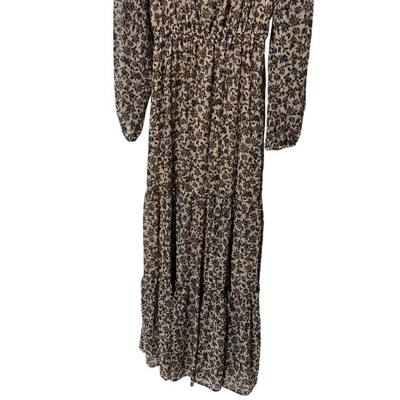 BAGATELLE COLLECTION WOMENS SIZE 6 FLORAL PRINT TIERED MAXI DRESS BEIGE BLUE NEW - Picture 8 of 14